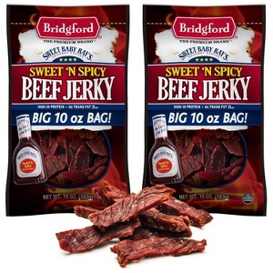 Bridgford Sweet Baby Ray’s Beef Jerky Sweet N Spicy 10 oz  - Ready-to-Eat High Protein Sweetened Spicy Beef Jerky for On-the-Go Snacking - 1 of 4
