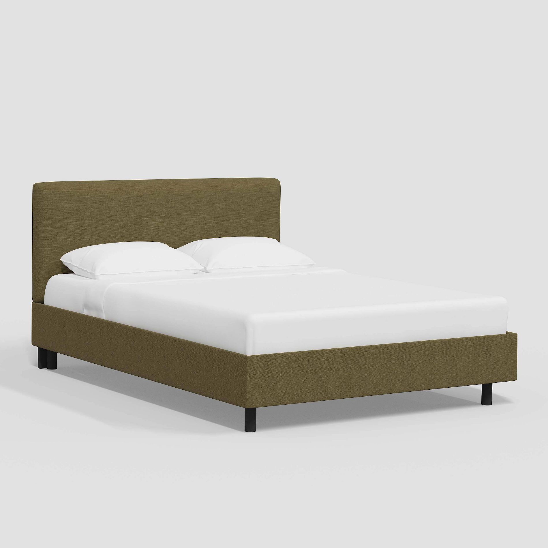 Queen Olivia Platform Bed in Linen Olive - Threshold™: Pine Frame, No Box Spring Needed, Easy Care