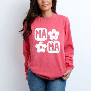 Simply Sage Market Women's Mama Square Flower Grunge Long Sleeve Garment Dyed Tee - 1 of 3