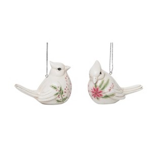 Transpac Resin 4.25 in. Multicolored Christmas Holiday Floral Bird Ornament Set of 2 - 1 of 2