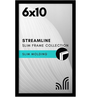 Americanflat 6x10 Picture Frame with Shatter-Resistant Glass - Streamline Collection - Thin Border Picture Frame for Tabletop and Wall Display - Black