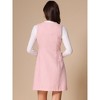 Allegra K Women's Tweed Sleeveless Square Neck Button Up A-Line Pinafore Overall Dress - 3 of 4