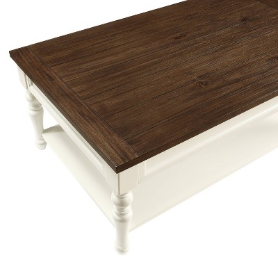 Joanna Two-Tone Ivory and Mocha Rectangular Coffee Table with Storage
