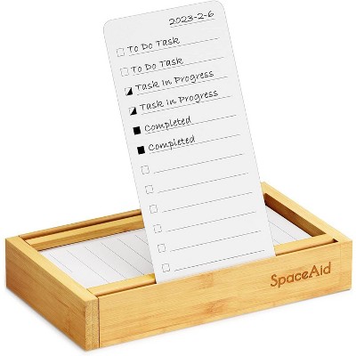 SpaceAid PlannerNeat To Do List Planner with Bamboo Holder (Bamboo, 50 Cards)