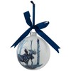 Northlight Moose Glass Christmas Ball Ornament - 4" - White and Blue - 3 of 4