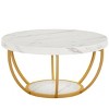 Syemin End Tables Modern Round Coffee Table, 2 Tier Coffee Table Circle Center Table Tea Table for Living Room, Beige, 31.69"*31.69"*17.32" - 2 of 4