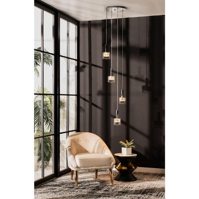 Luxurious Chrome & Clear Glass LED Drum Pendant, 82"