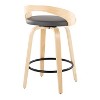 LumiSource Set of 2 Grotto Counter Height Barstools Natural/Black/Gray : Swivel, Low Back, Wood Frame, Foam Upholstery - 4 of 4
