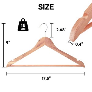 BP4U Premium Wooden Hangers with Non-Slip Pant Bar, Heavy Duty Coat Hangers with 360° Swivel Hook for Jackets, Shirts, Dresses - 1 of 4