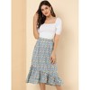 Allegra K Women's Summer Floral Elastic Waist High Low Ruffle Hem Midi Skirts - 4 of 4