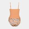 Women's Pale Orange Ruched Drawstring Tankini Top & Floral Pattern High-Rise Bottoms Set - image 4 of 4