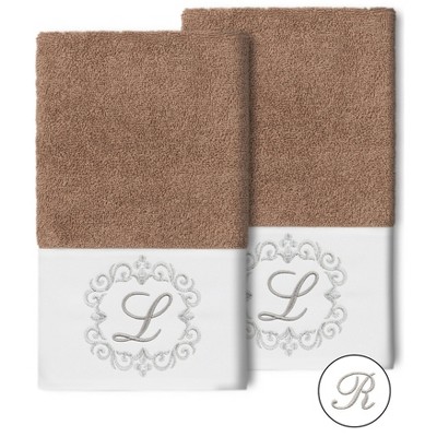 Set of 2 Monogrammed Towels  - Linum Home Textiles