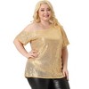 Agnes Orinda Women's Plus Size Sequin Sparkly One Shoulder Short Sleeve Party Blouses - 2 of 4