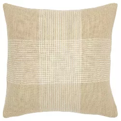 20"x20" Oversize Plaid Poly Filled Square Throw Pillow Natural - Rizzy Home