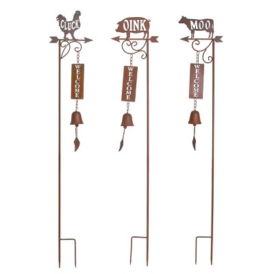 Transpac Metal Farm Animal Chime Y/S Set of 3 KD Spring Home Decorations