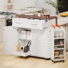 APRILSOUL47.2" Farmhouse Kitchen Island with Drop Leaf, Kitchen Storage Island with Removable Side Racks, Two Drawers - 2 of 4