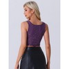 Allegra K Women's Sheer Mesh Scoop Neck Glitter Stars Sleeveless Party Crop Tank Top - 3 of 4