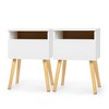 DOMETOUR Set of 2 Modern Nightstand, Bedroom Endtable with Drawer Shelf for Living Room, White - 3 of 4