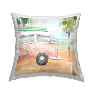 Stupell Industries Pink Bus Van Tropical Vacation Beach Scene - 1 of 3