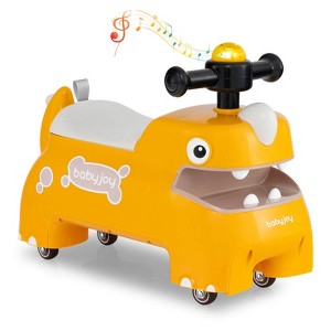 Safstar Ride on Toy Baby Dinosaur Sliding Car w/ 4 Universal Casters Under-Seat Storage - 1 of 4
