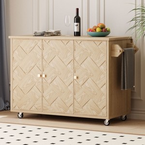 NicBex Mobile Kitchen Island Cart Kitchen Carts on Wheels with Storage, 3 Cabinet Doors 4 Drop Leaf for Kitchen - 1 of 4