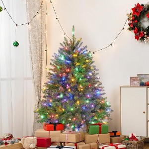 7ft Pre-Lit Artificial Christmas Tree with 600 Dual-Color LED Lights, Easy Assembly for Home and Office - 1 of 4