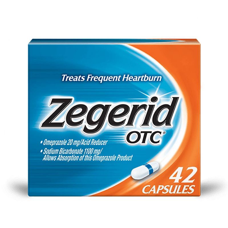 Zegerid OTC Omeprazole 20mg and Sodium Bicarbonate Acid Reducer for Frequent Heartburn Capsules - 42ct, 1 of 10