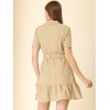 Allegra K Women's Belted Ruffled Hem Button-Down Cotton Safari Shirt Dress - 4 of 4