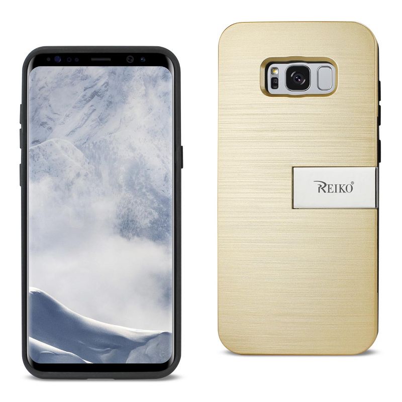 Reiko Samsung Galaxy S8/ SM Slim Armor Hybrid Case with Card Holder & Kickstand in Gold, 1 of 5
