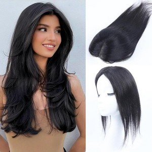 Jessie's Wig Women'S Hairpiece Clip In Human Hair Topper Full Coverage Straight Natural Black 1 Pc/Pack - 1 of 4