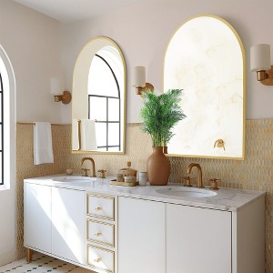 Spassway Set of 2 Arched Bathroom Mirrors Decorative Wall Mirrors Modern Wall Decor for Living Room Bedroom Entryway - 1 of 4