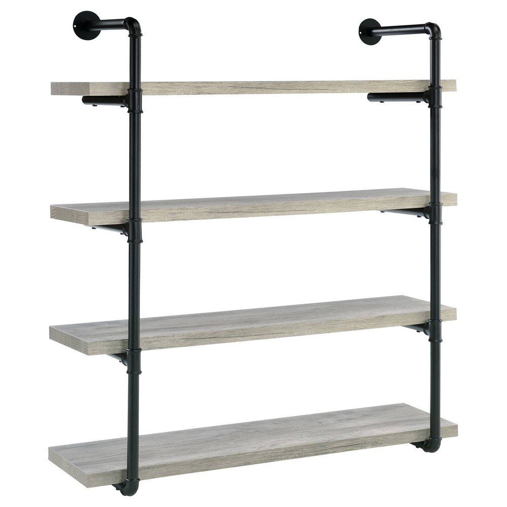 Photos - Kids Furniture 39" Elmcrest 4 Shelf Wall Bookcase with Black Frame Gray Driftwood - Coast