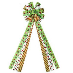 Aoibox Large Green Christmas Tree Topper Bow 44 x 13 Inch with 16 Loops 6 Tails for Wreaths Doors Indoor Outdoor Holiday Decoration 1 Piece - 1 of 4