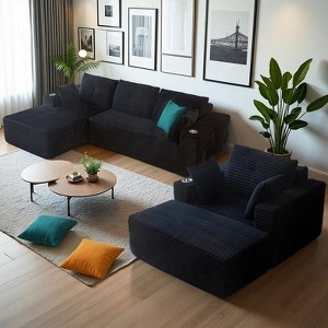 MAXYOYO 104" Modular Couch with Chaise and 49'' Boneless Chaise Lounge, Sofa in A Box, No Assembly Required, 3 Packages Shipping - 1 of 1