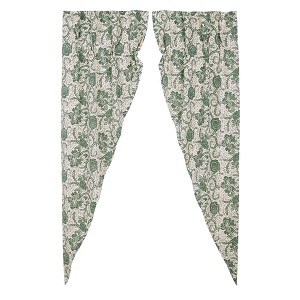 Dorset Green Floral Prairie Long Panel Set of 2 84x36x18 VHC Brands - 1 of 4