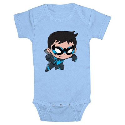 Infant's Dc Super Friends Chibi Nightwing Bodysuit - Light Blue - 18 ...