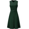 INSPIRE CHIC Women's Round Neck Sleeveless Zip Front Belted Fit Flare Work Dresses - 2 of 4