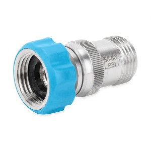 Camco 40054 50 to 60 PSI RV Durable Lightweight Stainless Steel Water Pressure Regulator for RV Plumbing High Pressure Water Protection, Silver/Blue - 1 of 4