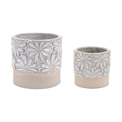 Melrose Ceramic Floral Planter (Set of 2)