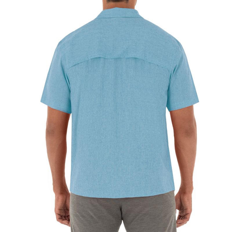 Guy Harvey Men's Short Sleeve Heather Textured Cationic Blue Fishing Shirt, 3 of 5