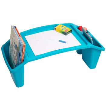 Mind Reader Kids’ Lap Desk, Freestanding Portable Table with Side Pockets for Coloring Books, Tablets, Toys, Reading, Snacks, Plastic