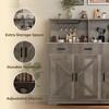 Farmhouse Sideboard Buffet Cabinet with Microwave Stand – Barn Doors, Drawers & Shelves - 4 of 4