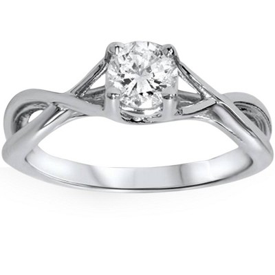 Pompeii3 1/2ct Diamond Infinity Solitaire Engagement Ring 14K White Gold