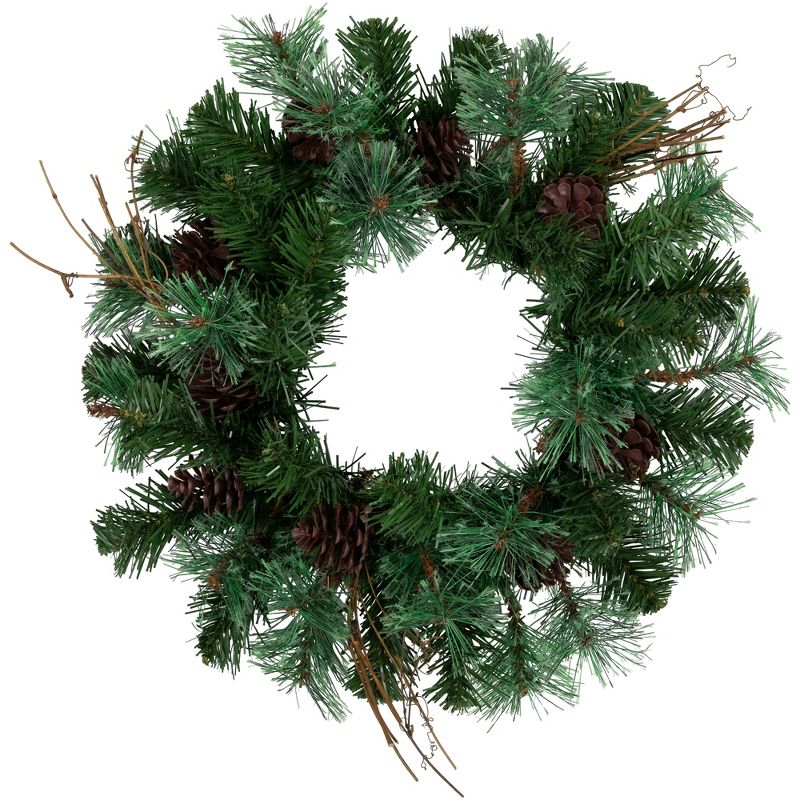 Northlight 24" Unlit Country Mixed Pine Artificial Christmas Wreath, 1 of 8