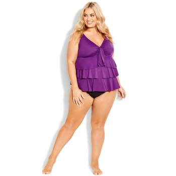 Women's Plus Size Ruffled Tankini Top - bright violet | AVENUE