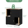 Litter Box Furniture Cabinet for 2 Cats - Hidden Wood Enclosure with Scratch Post & Mats, All-in-One Cat Washroom & Modern Farmhouse Side Table - 2 of 4