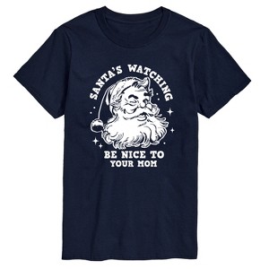 Men's - Instant Message - Santas Watching Be Nice To Mom Short Sleeve Graphic T-Shirt - 1 of 4