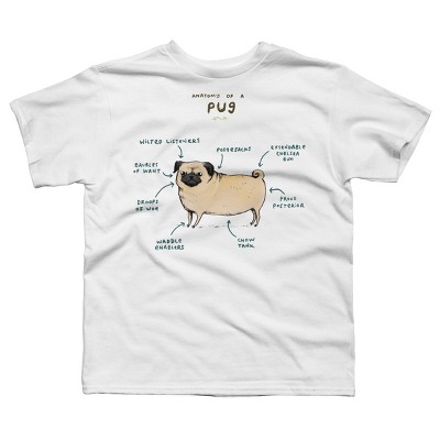 Boy's Design By Humans Anatomy of a Pug By SophieCorrigan T-Shirt