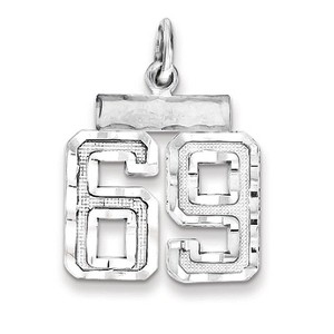 Black Bow Jewelry Sterling Silver, Varsity Collection, Small D/C Pendant, Number 69 - 1 of 4