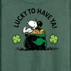 Women's - Peanuts - Lucky To Have Ya Lightweight French Terry Wide Neck Long Sleeve Shirt - 2 of 4